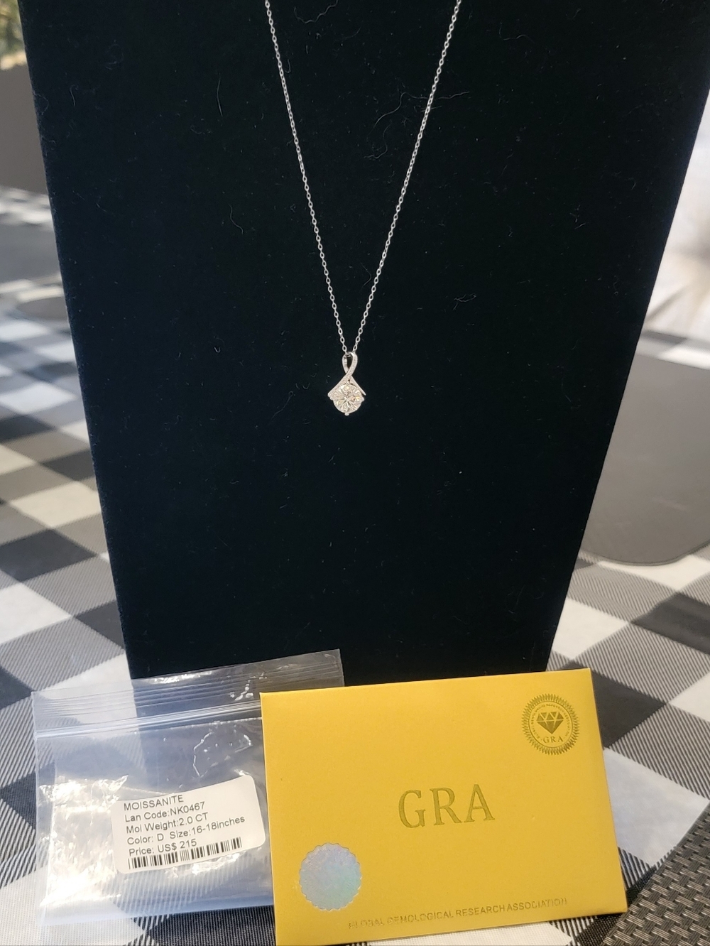 Moissanite Teardrop Pendant Necklace - Certified